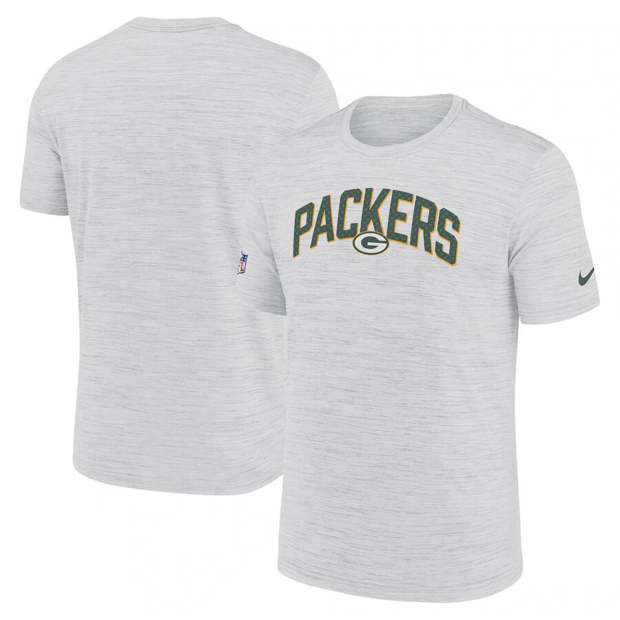 Men's Green Bay Packers White Sideline Velocity Stack Performance T-Shirt Men's Green Bay Packers White Sideline Velocity Stack Performance T-Shirt